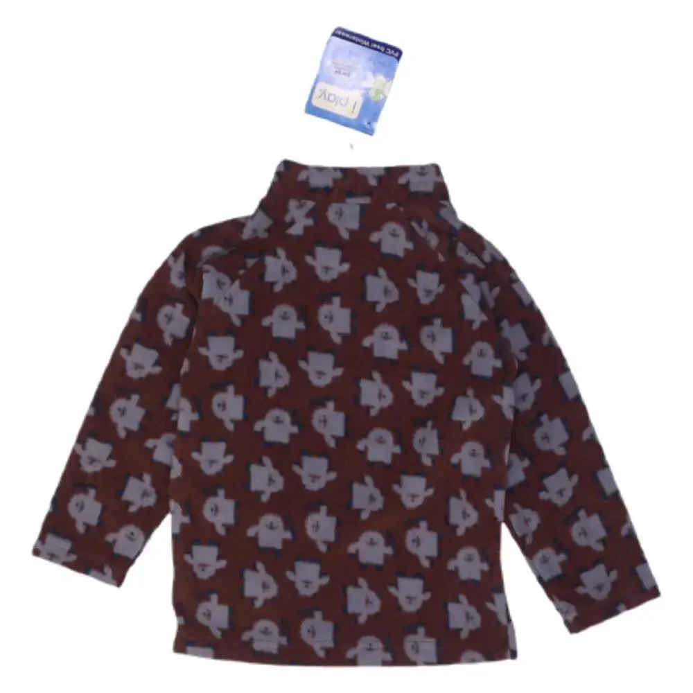 I Play Yeti Quarter Zip Fleece Pullover Jacket 12M Brown